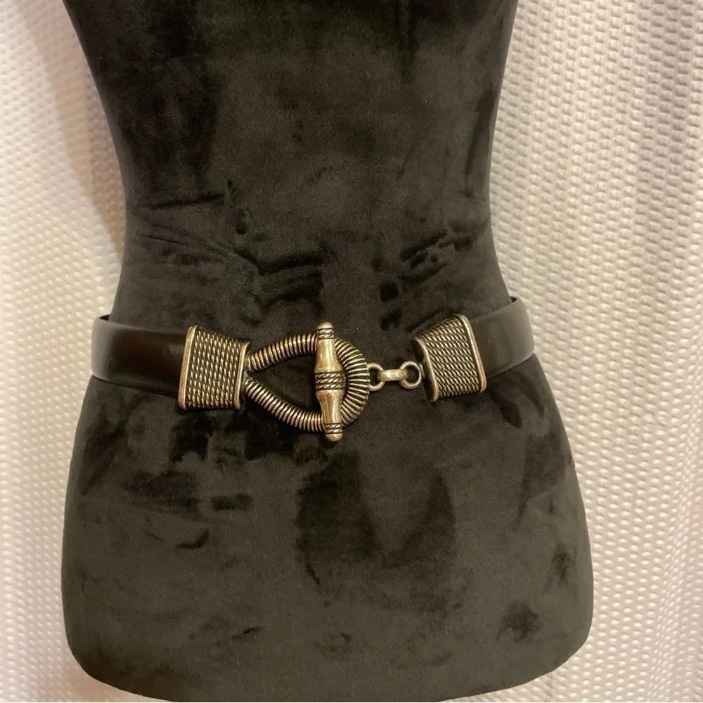 Cipriani 1” Black Leather Adjustable Belt Size S/M